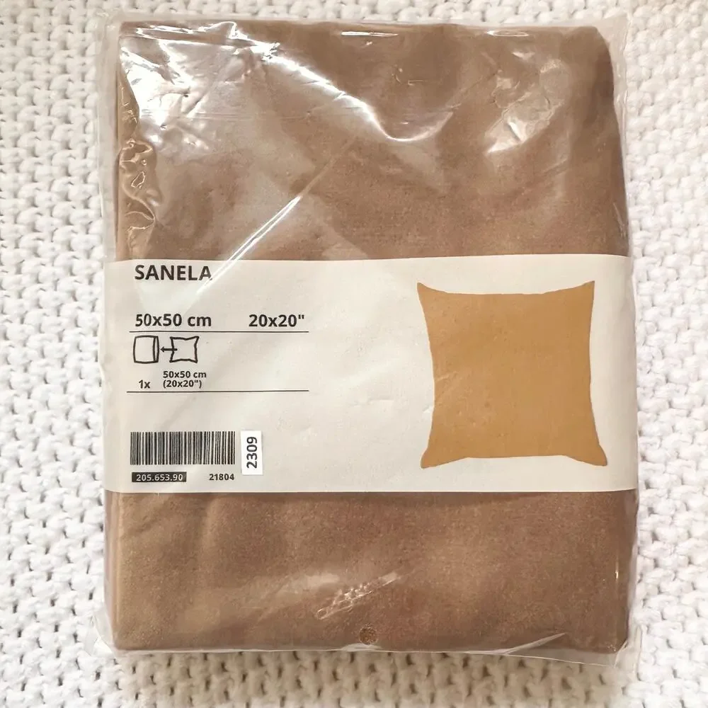 IKEA Sanela Tan Beige Velvet Throw Pillow Covers 20